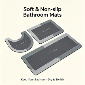 3 Pack Household Floor Mats, Anti Slip Water Resistant Mats, Easy Wipe Clean Multi Use Mats Fit Kitchen Bathroom Laundry Room