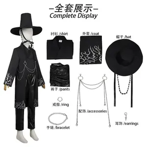 Kids Cosplay Suit  Demon Hunters Saja Boys Cospplay Costume Jinu Saja Robe Baby Black Uniform Stage Performance Halloween