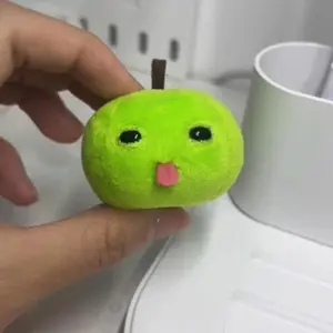 New Abstract Green Apple Plush Doll Keychain Backpack Pendant Creative Funny Fruit Keyring Accessories Friends New Year Gift