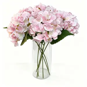 Hydrangea Artificial Flowers 6pcs, Faux Blue Silk Hydrangea with Stems, Fake Flowers for Table Centerpiece, Home Wedding Party Decor