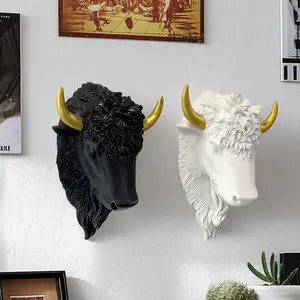 Bison Head Wall Decor Horns, Vintage Luxury Style, 3D Textured Details, Wall Hanging Decoration, Home Decor Gift, Interior Wall Decor