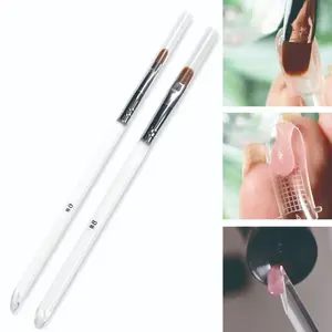 2pcs Acrylic #6#8 Transparent Rod Dual-Head Nail Art Tools, Round Head Gel Brush, UV Light Pen, Essential for DIY Manicure