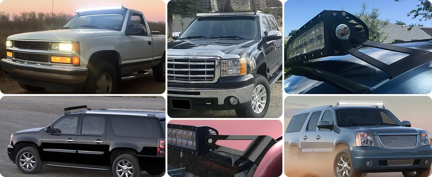 Nilight 2PCS 52” Curved LED Light Bar Bracket at Upper Windshield Roof Cab for 07-13 Chevy Silverado Suburban Avalanche Tahoe & GMC Yukon Sierra Nilight 2PCS 52” Curved LED Light Bar Bracket at Upper Windshield Roof Cab for 07-13 Chevy Silverado Suburban Avalanche Tahoe & GMC Yukon Sierra