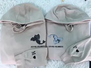 Toothless Embroidered Hoodie, Night Fury x Light Fury Matching Roman Numeral Embroidered Sweatshirt, Custom Couple Sweater, Matching Embroidered Sweatshirt, Matching Hoodie Embroidery, Matching Hoodie BF And GF