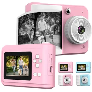 Instant Printing Camera, Portable Travel Camera with 2 Rolls Printing Paper, Selfie Digital Camera, Suitable for Boys and Girls