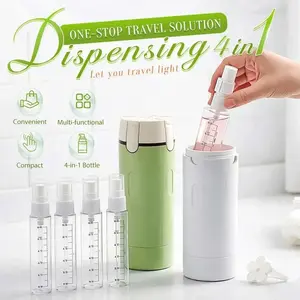 Portable 4-In-1 Cosmetic Shampoo Conditioner Dispenser, Includes Classification Label Paper, Travel-Friendly Compact Design, Easy to Carry, Refillable Bottle