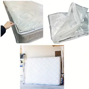 1 Pc Extra-Durable Mattress Protector Bag with Zippers For Moving & Storage - Fits Twin/ Full/ Queen/ King Beds, 4 Mil Thick, Tear & Puncture Resistant, Heavy-Duty Cover For Long-Term Use