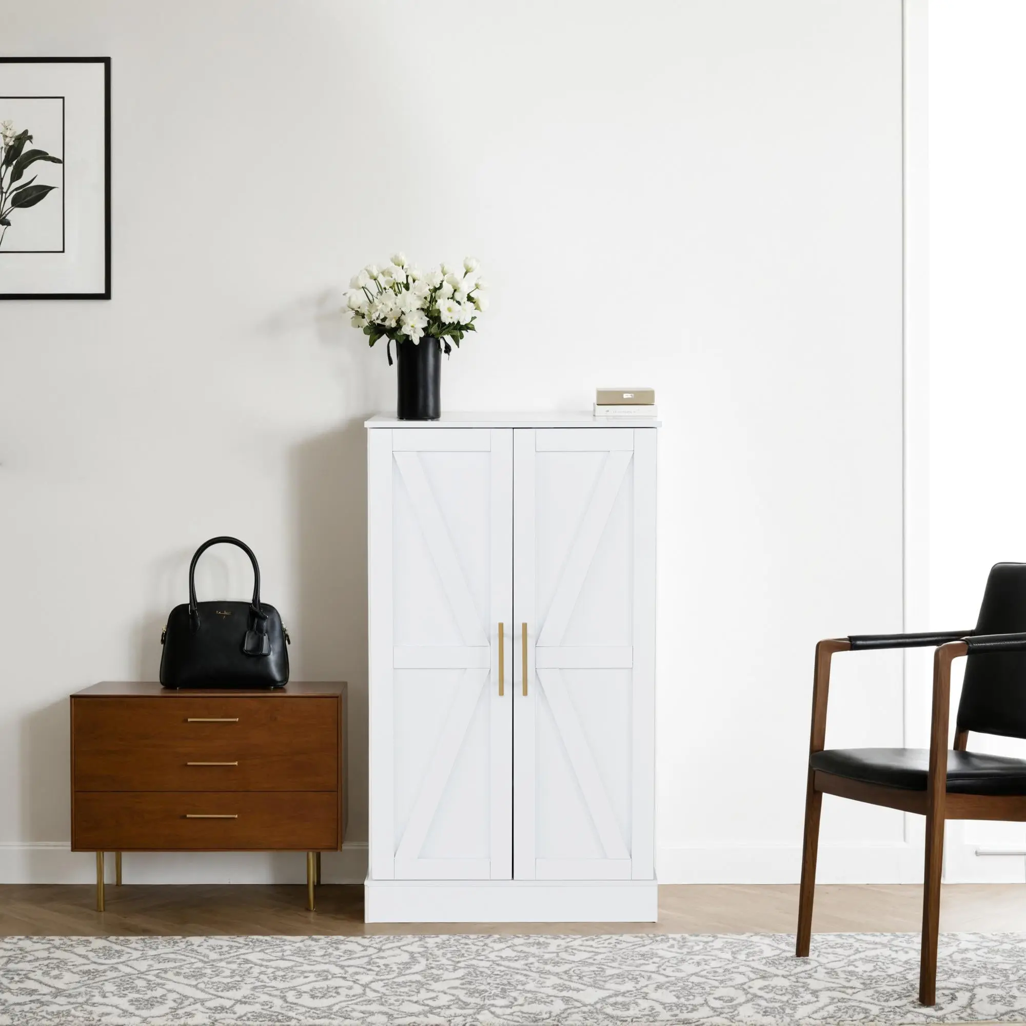 BarberPub Multi-Functional Storage Cabinet with Adjustable Shelves - Commercial Salon Furniture, Farmhouse Look, Requires Assembly (2024)