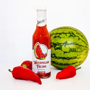 Salce's Watermelon Fresno Hot Sauce -  Sweet and Spicy Blend featuring Seedless Watermelon, Fresno Peppers, and More