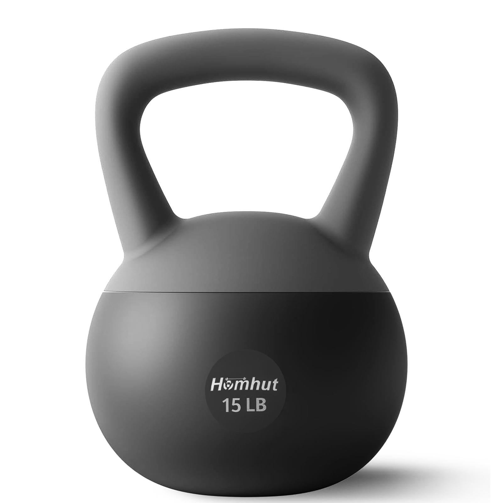 Homhut Eco-Friendly 15 lb Durable Soft Kettlebell with Handle, Non-Toxic Fitness Equipment for Home Gym Strength & Core Training Conditioning, Sports & Outdoor Gym Accessory, No