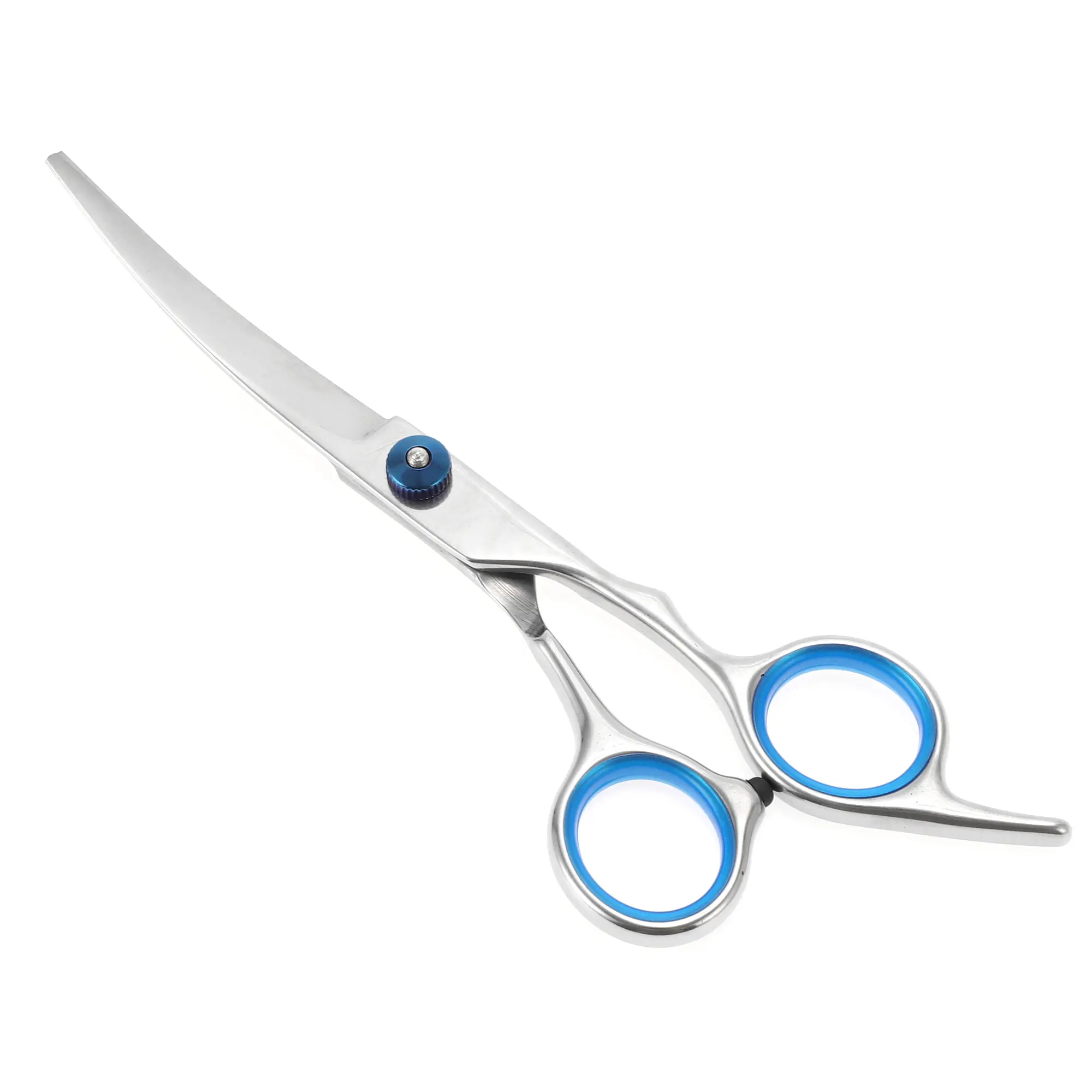 VOCOSTE 5.5 In Stainless Steel Dog Grooming Scissors, 1 Pc Pet Grooming Tools with Blunt Tips, Easy Grip for Facial Trim, Silver Tone Blue