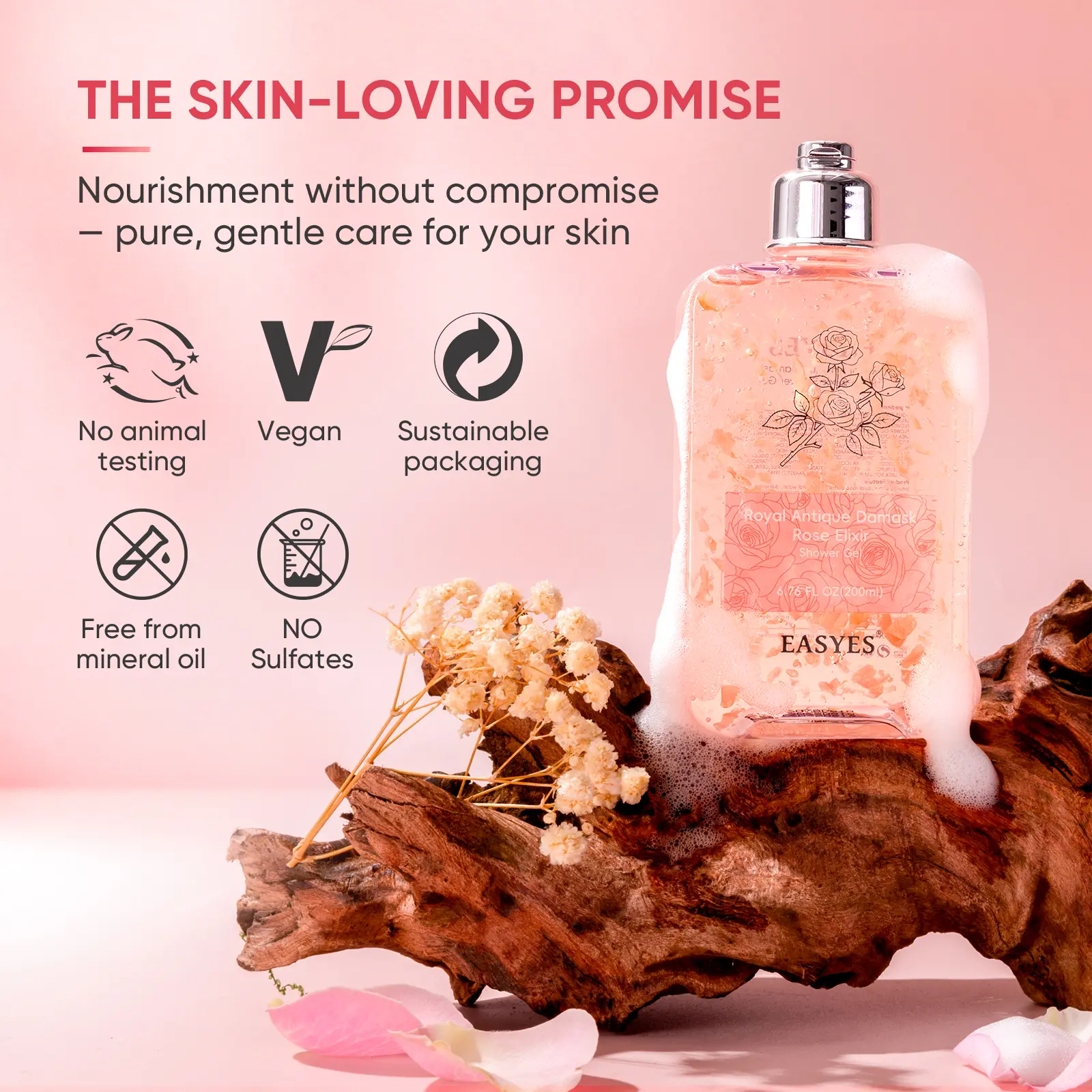 Rose e-エッセンス 3本 Easyes】Rose Elixir Hydrating Shower Gel - for sensitive skin body