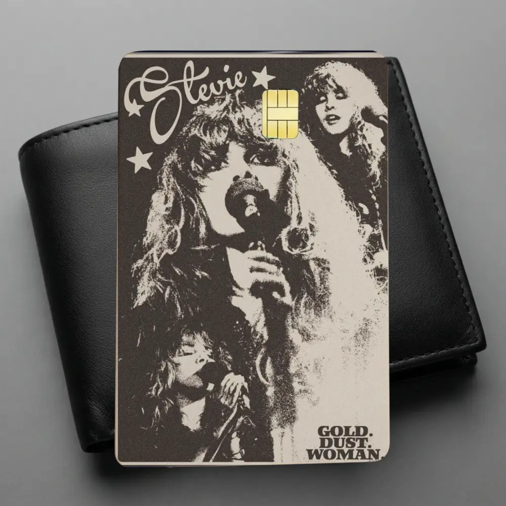 Stevie Nicks Credit Card Decal Sticker,  Vintage Gold Dust Woman Premium Matte Vinyl Card Skin Cover, Fleetwood Mac Gift for Music Lover