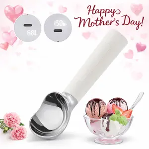 FROSTJOY Heated Ice Cream Scoop for Mom, Mother's Day Gift, Rechargeable Electric Scooper, 2 Oz Stainless Steel, LED Display, Waterproof, Durable for Hard Ice Cream