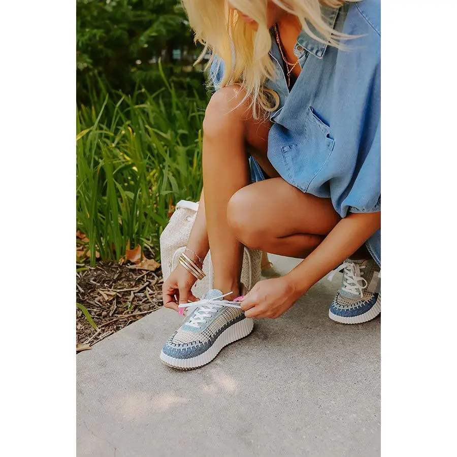 The Terra Denim Platform Sneaker in Medium Wash