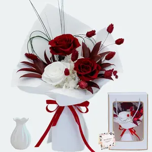 Preserved  Bouquet, Long Lasting Real Roses, Valentine, Mother Day, Anniversary, Birthday Gifts for Women,  for Delivery Prime, Low Maintenance,  Box and Vase Arrangement