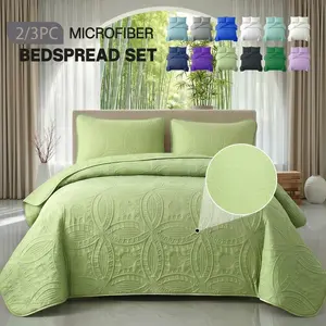 2-3pcs Ultrasonic Quilted Bedspread, Coin Floral Retro Pattern, Soft Breathable Non-Slip Mattress Cover, Machine Washable Bedding for Bedroom Dorm, 10 Colors Available