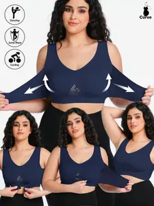 Women's Plus Size Sports Bra Without Steel Ring, Adjustable Front Closure, Shockproof, Breathable Back Mesh, Seamless Comfort Fabric, Wireless Sports Bra