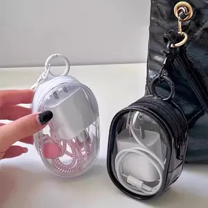 Transparent Charging Cable Storage Bag, Data Line Electronic Headphones Organizer Box, Travel Portable Carry Case, Convenient On-The-Go Protection Holder, Audio