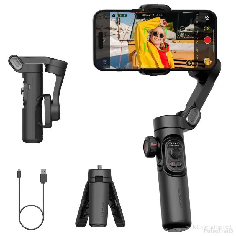 3-axis Smartphone Gimbal Stabilizer, 1 Box USB Rechargeable Foldable Phone Gimbal Stabilizer, Phone Accessories forPulseTrail5XXJellybeanJourney1H1HomeFixMart