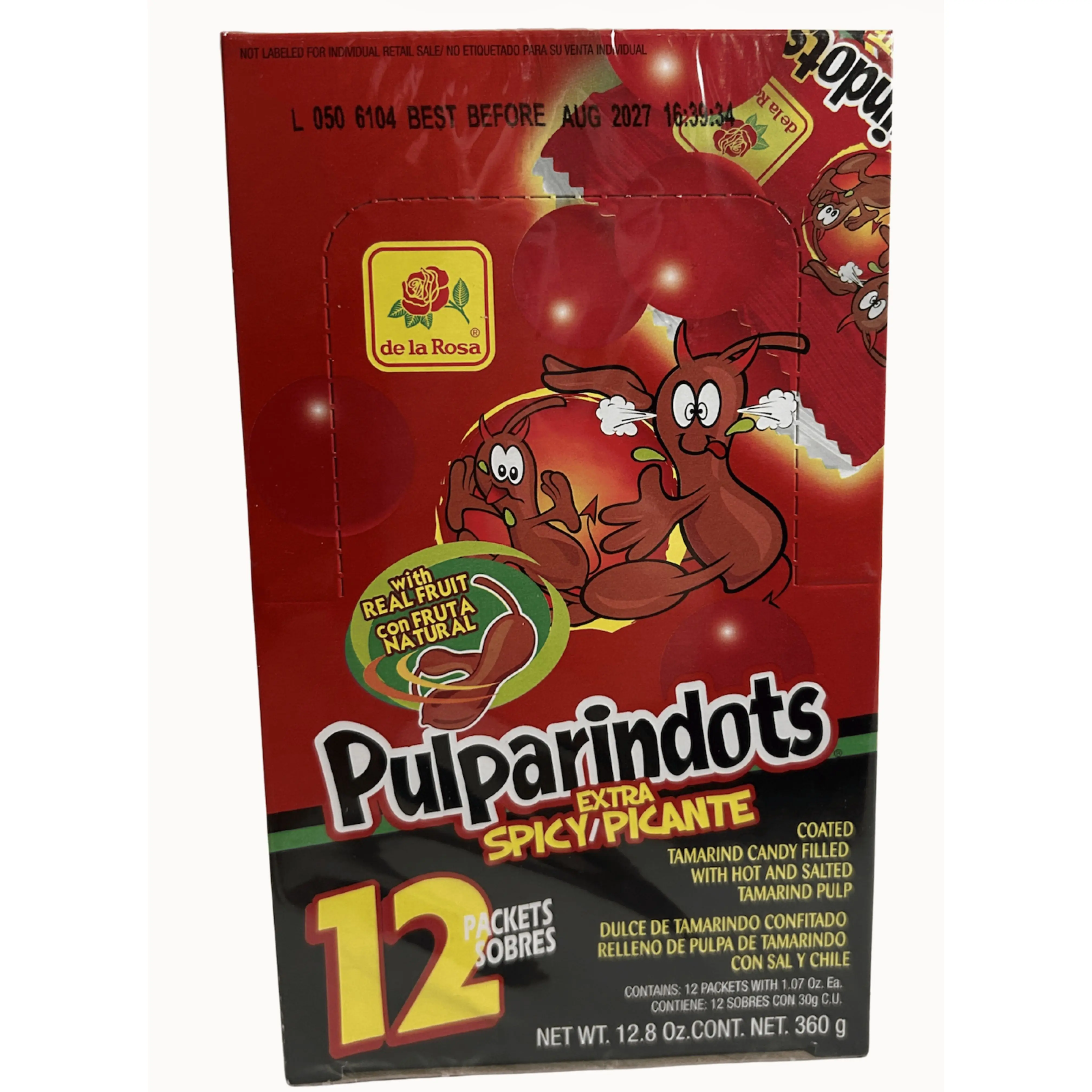Pulparindots Extra Spicy Tamarind Candy with Real Fruit – 12 Packets, 12.8 oz