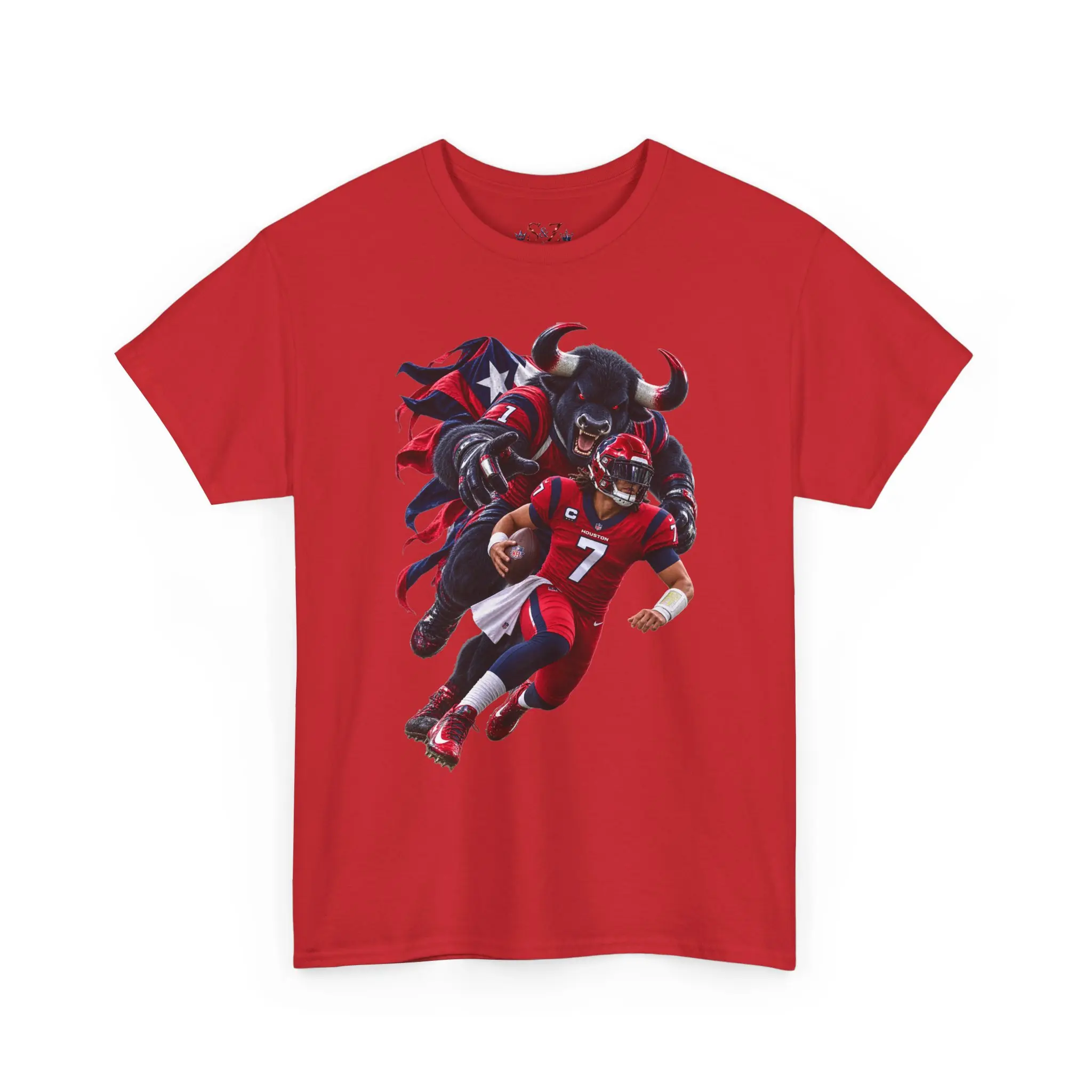 Houston Football Player Tee | Vintage Grunge Helmet, Number 13