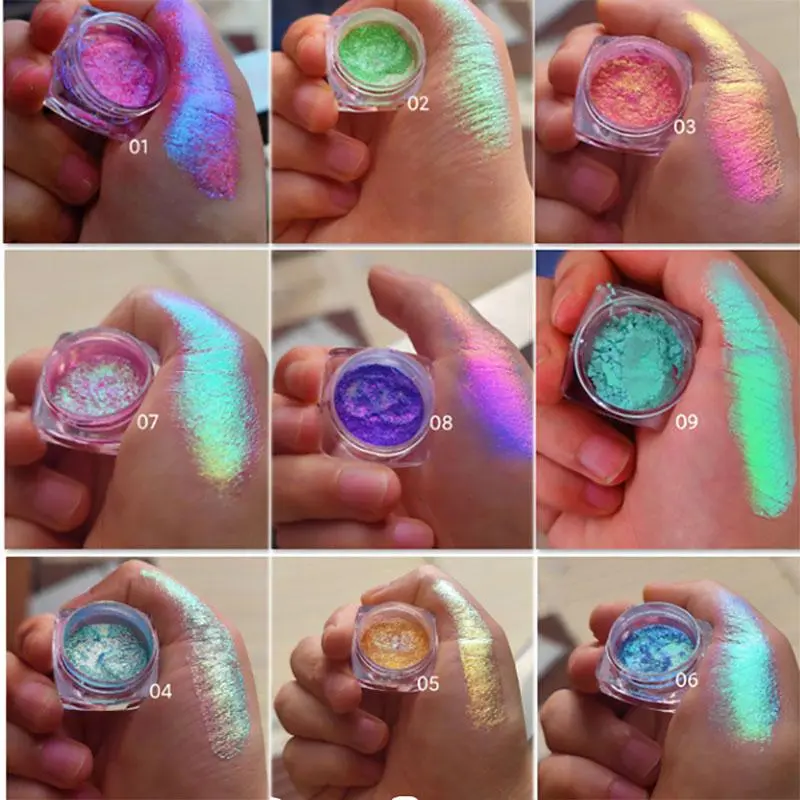 1box Multi-Chrome Shifting Nail Chameleon Pigments Unicorn Mirror Nail Powder Polarized Chameleon Rubbing Dust 0.3gram