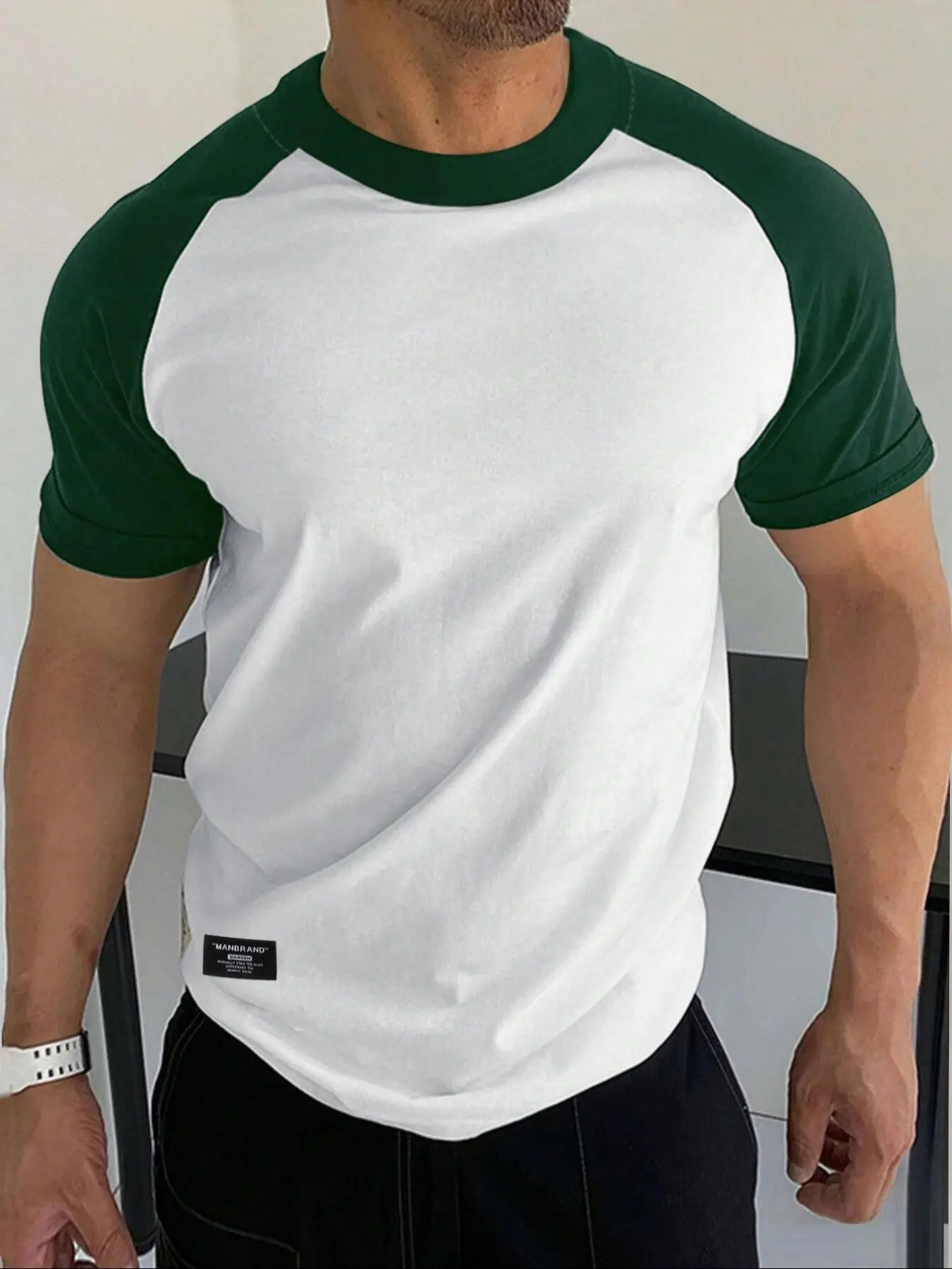 Men's Colorblock Short Sleeve Tee, Regular Fit Casual Crew Neck T-shirt for Summer, Fashion Men's Top for Daily Wear, Casual Sporty Top, Menswear Round Neck, Casual Fashion Minimalist, Casual Sport Shirt, Crew Neck Sportswear