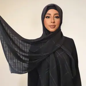 Malaysian Muslim Women Cotton Linen Tassel Hijab Shawl