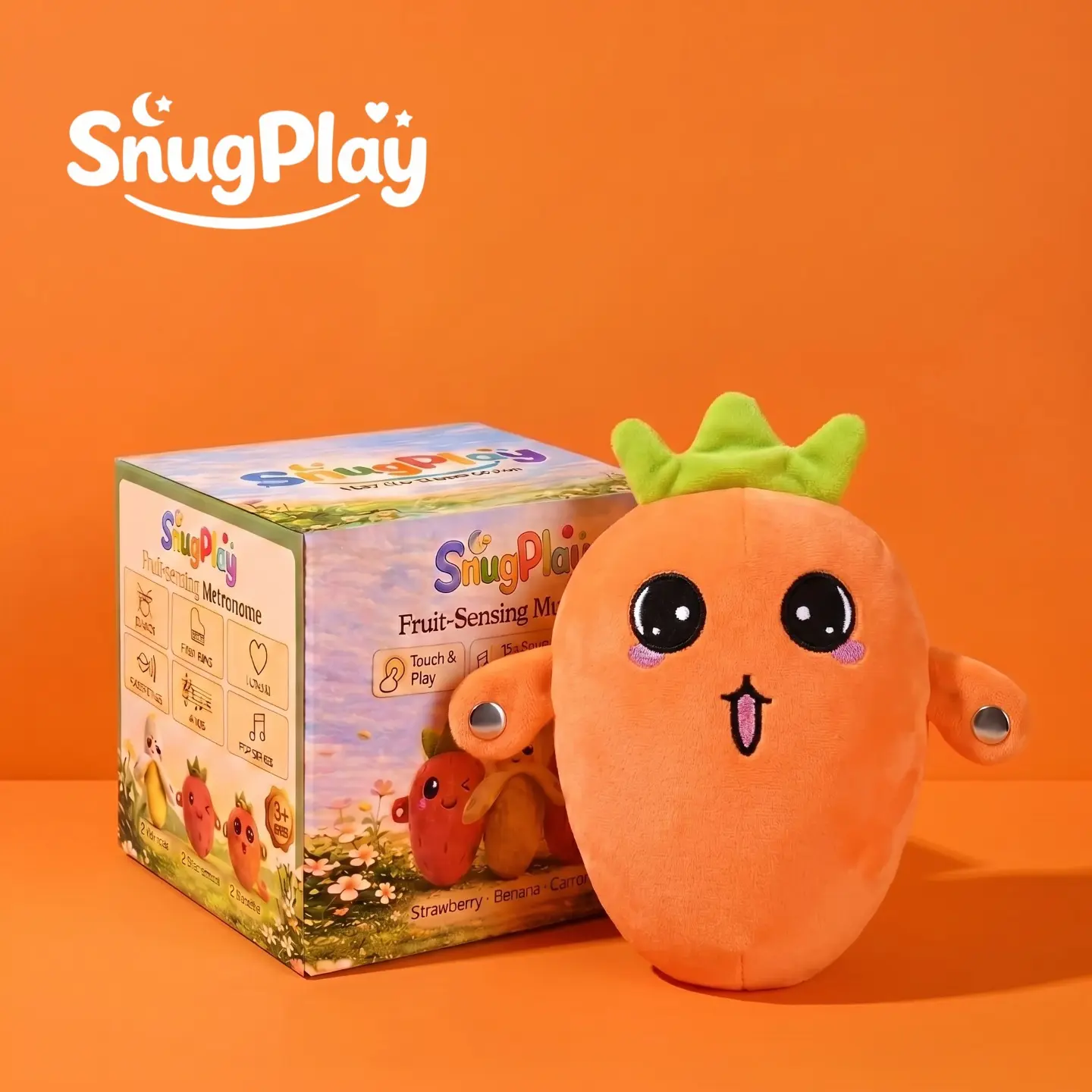 SnugPlay Interactive Music Plush Toy Set – Banana, Strawberry & Carrot Electric Plush Toys for Parent-Child Interaction, Couples & Friends Prank Toy, Valentine’s Day & Easter Party Fun Gift for Kids & Adults stuffed animals cute girly gifts