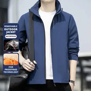 Kyn Apparel High End Anti Fouling Stand Collar Hooded Sport Detachable Cap Men Outdoor Jacket Autumn Windbreaker Coats Windproof Outwear