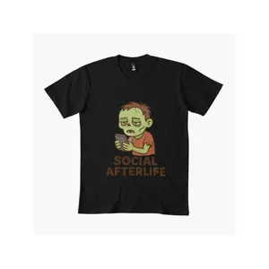 Men's social media addiction and modern lifestyle Graphic T-Shirt - Short Sleeve Crew Neck Regular Fit Casual Wear | Soft & Breathable Fabric, Durable Print, Everyday Comfort, Machine Washable, casual streetwear with cartoon graphic design urban casual