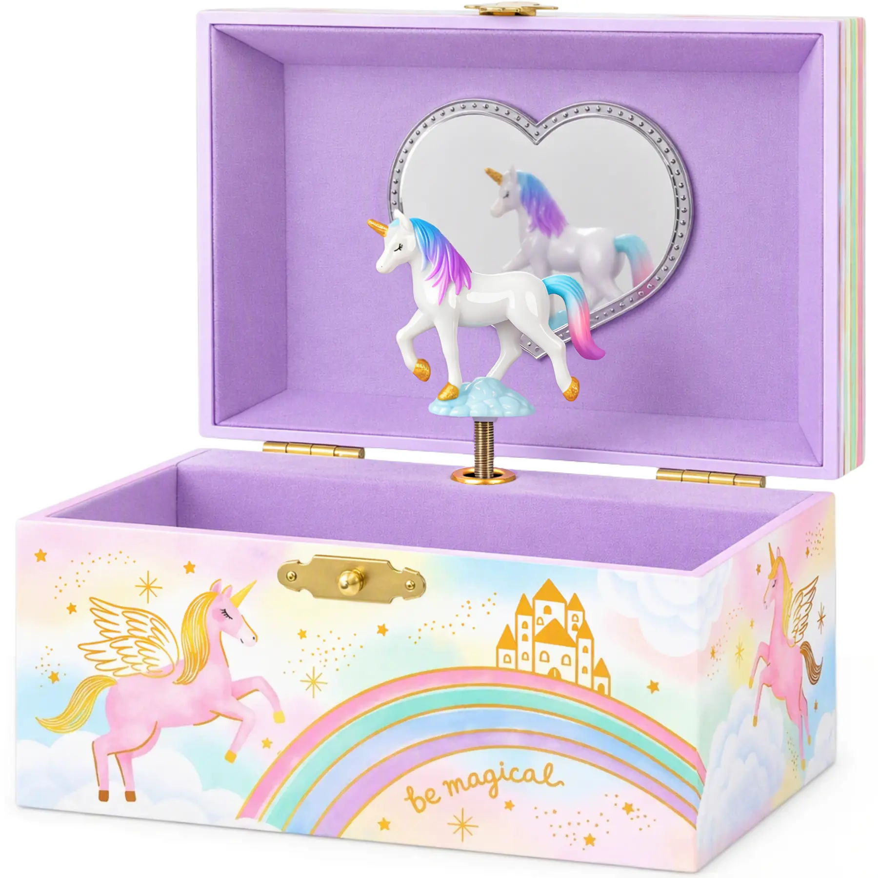 Giggle & Honey Musical Jewelry Box for Girls Kids Unicorn Toys for Girls 4-6 Unicorn Gifts 6 x 4.7 x 3.5 in with Magical Unicorn Design