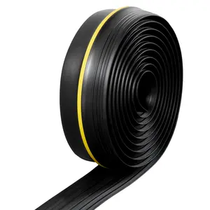 VEVOR 16.5 FT Adhesive Garage Door Threshold Seal Strip, 0.5 in Thick Upgraded PVC Weatherproof Strip with Anti-Slip Ridges, Factory-Made for Concrete/Asphalt Floors, Flexible Installation DIY Replacement, Black, Improves Appearance