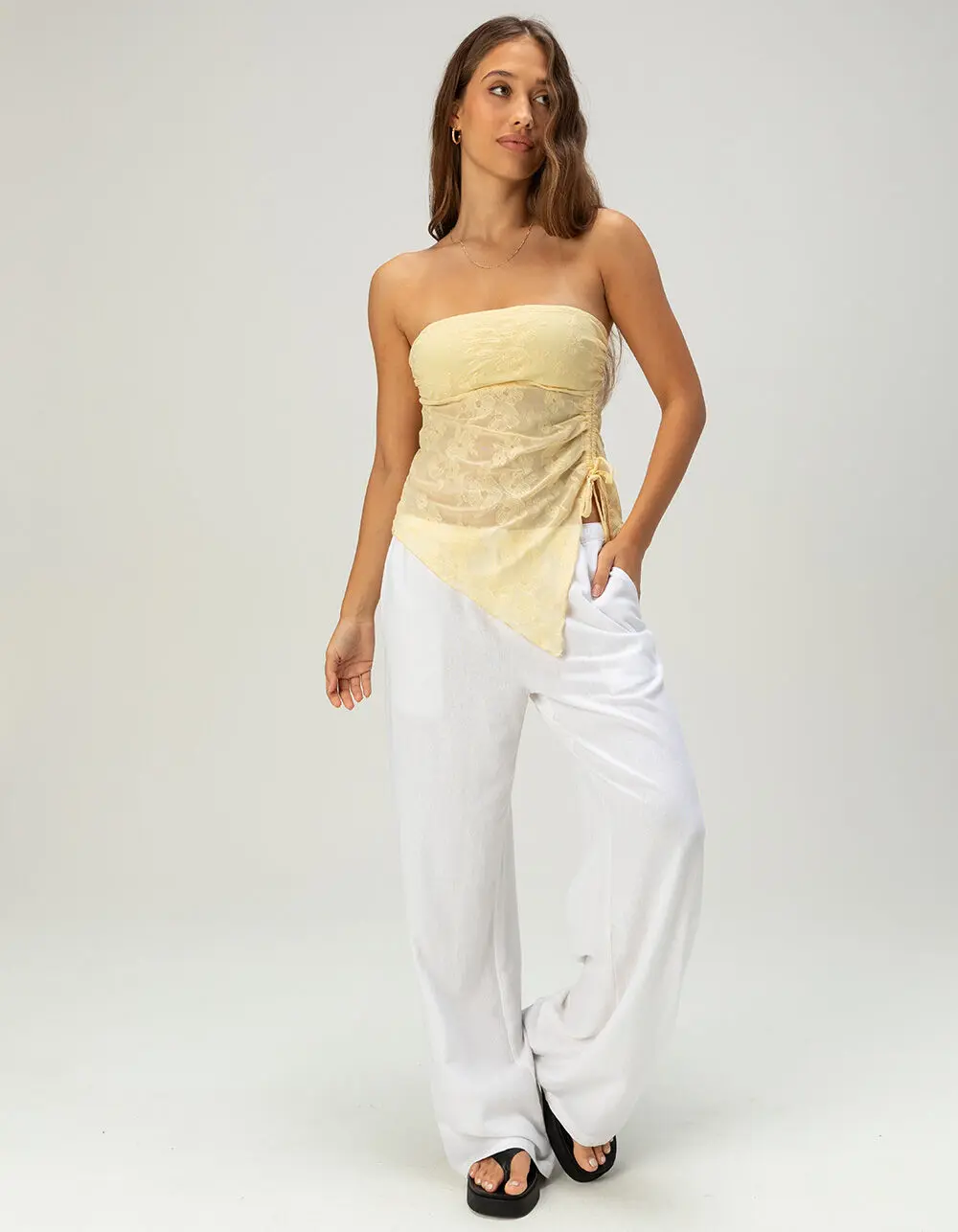 RSQ Womens Low Rise Pull On Linen Pants