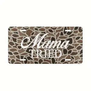 Old School Camo "Mama Tried" Vanity Plate, License Plate, Truck Car Tags, Gifts for Him, Hunting, Aluminum Front License Plate- 6X12- Inch Polished Metal Standard Plate,summervibes summervibes