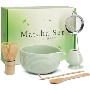 Matcha Whisk and Bowl with Ceramic Matcha Whisk Holder,Matcha Sifter, Matcha Spoon and Scoop  from  ,Matcha Making Kit Cyan, Normal, ZYMC6Pcs01-Cyan