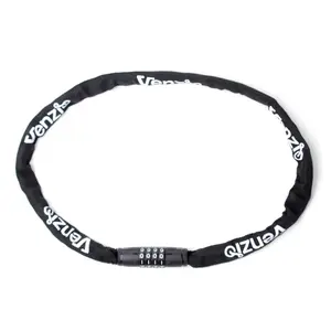Venzio 4-Digit Combination Bike Chain Lock, Keyless 4mm x 900mm (3FT) Anti-Theft Security Lock for Bicycle, E-Bike, Scooter, Fence, Gate, Door, with Zinc Alloy Core & Fabric Sleeve