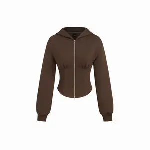 Cider Solid Zip Through Corset Hoodie