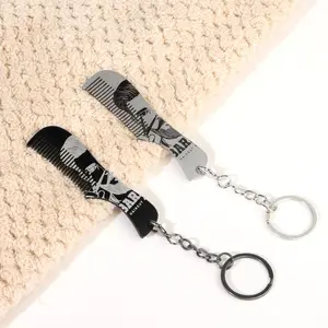 Mini Stainless Steel Comb with Keychain, Portable Anti-static Comb, Heatless Styling Tools for Beard & Hair, Durable Comb