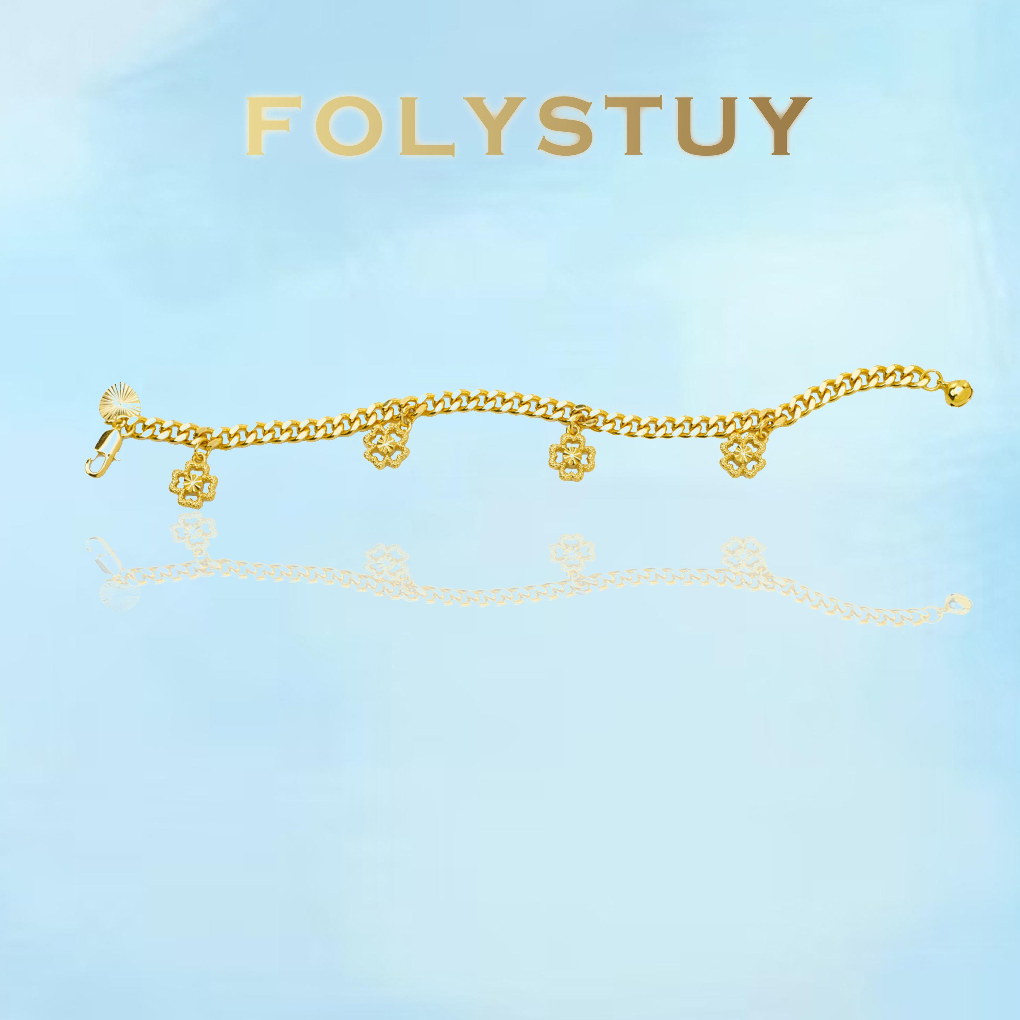 [FOLYSTUY (W163)]Cuban Link Chain Bracelet with Multiple Flower Charms, 0.2" Width 7.4" Length, Elegant Statement Wrist Bangle for Daily Wear & Gifting