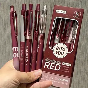 5-Pack Vintage Bordeaux Red 0.5mm Gel Pens,this 5-Pack gel pen set is a top choice for holiday gifts, perfect for giving to friends, family, and coworkers on festivals and special occasions