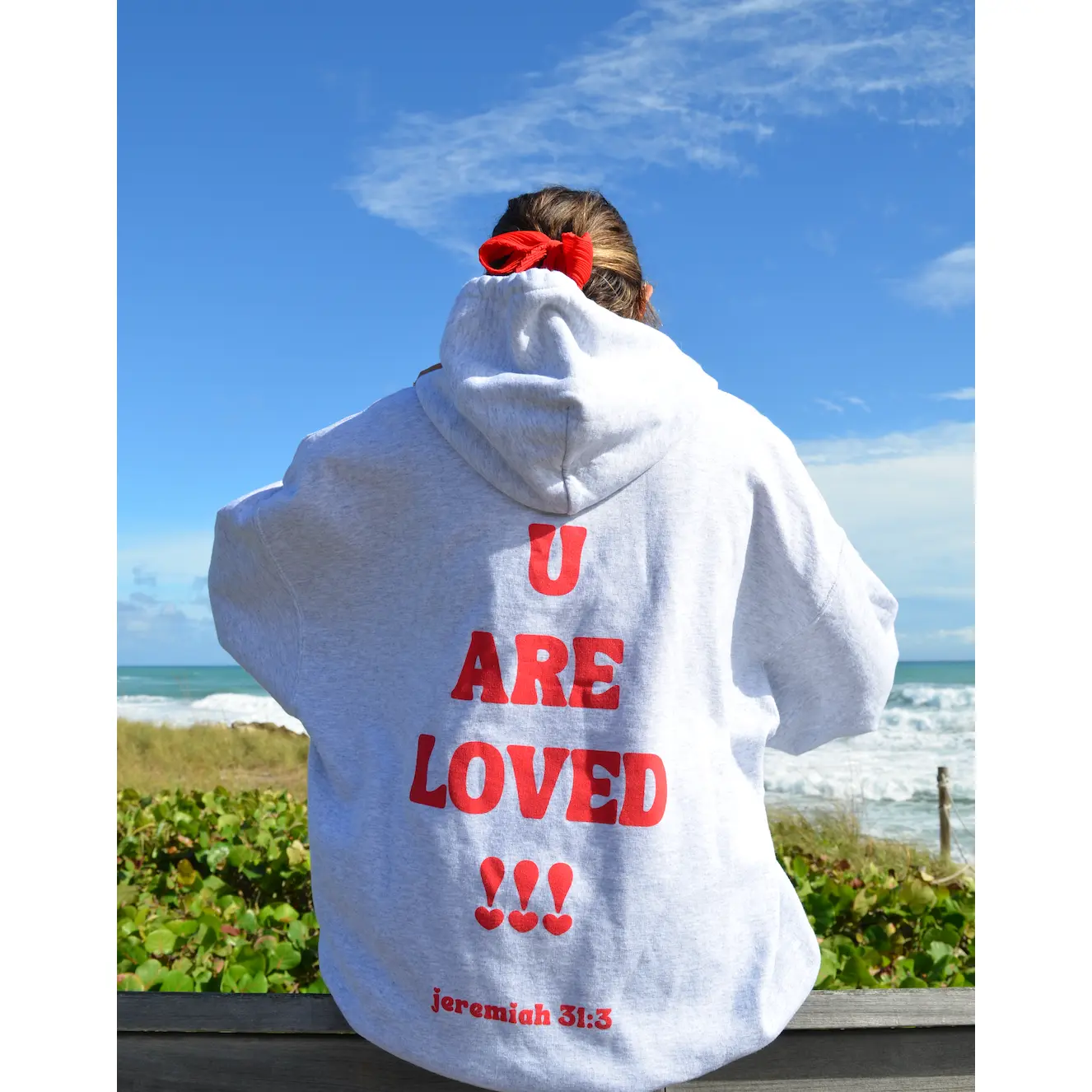 "u are loved" hoodie in gray