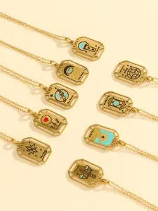 Tarot Card Design Pendant Necklace, Stainless Steel Jewelry for Party, Daily Clothing Decor, Trendy All-match & Exquisite Jewelry for Birthday Gift, Daily Wear Necklace