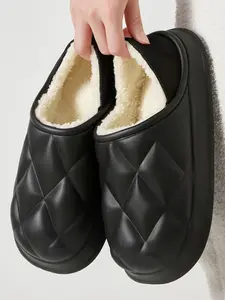 Winter Warm Thickened Plush House Shoes, Waterproof and Non-Slip Comfortable Footwear, Eva Material with Fabric Insole for Indoor and Outdoor Use