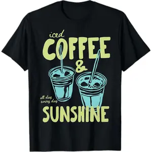 Iced Coffee and Sunshine Shirt, Iced Coffee TShirt, Coffee Lover Gift, Summer Graphic Tee, Summer Vibes Shirt, Coffee Shirt