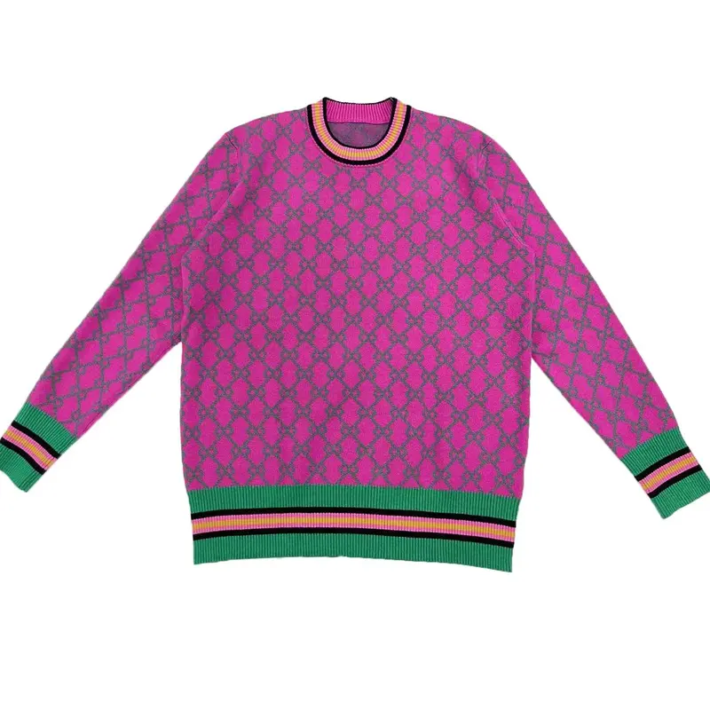 Autumn Winter New Long Sleeve Knit Sweater, Casual Diamond Grid Pattern Design, Soft Skin-Friendly Fabric, Warm Fitted Pullover, Multiple Colors Available, Knitwear, Casual Chic Knitwear