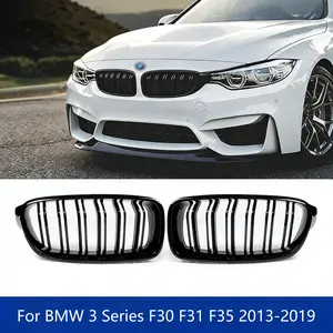 Gloss Black Dual Slat Front Kidney Grille For BMW 3 Series F30 F31 F35 2013-2019 ABS Car Exterior Styling Accessories