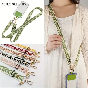 1pc Mobile Phone Strap Lanyard Long Crossbody Shoulder Chain Faux Pearl Pendant Hanging Adjustable Hanging Neck Wide Cloth Strap Shell ( Include Two Small Ropes)