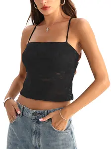 Danysu Lace Halter Tops Backless Tie Back Tank Top with Built in Bra Y2K Summer Going Out Tube Tops